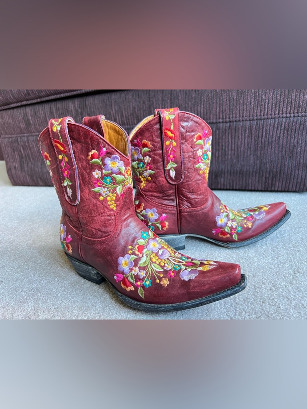 Price firm- Old Gringo 8 B Sora Floral Western Cowboy Boots Christmas Halloween - Picture 6 of 14